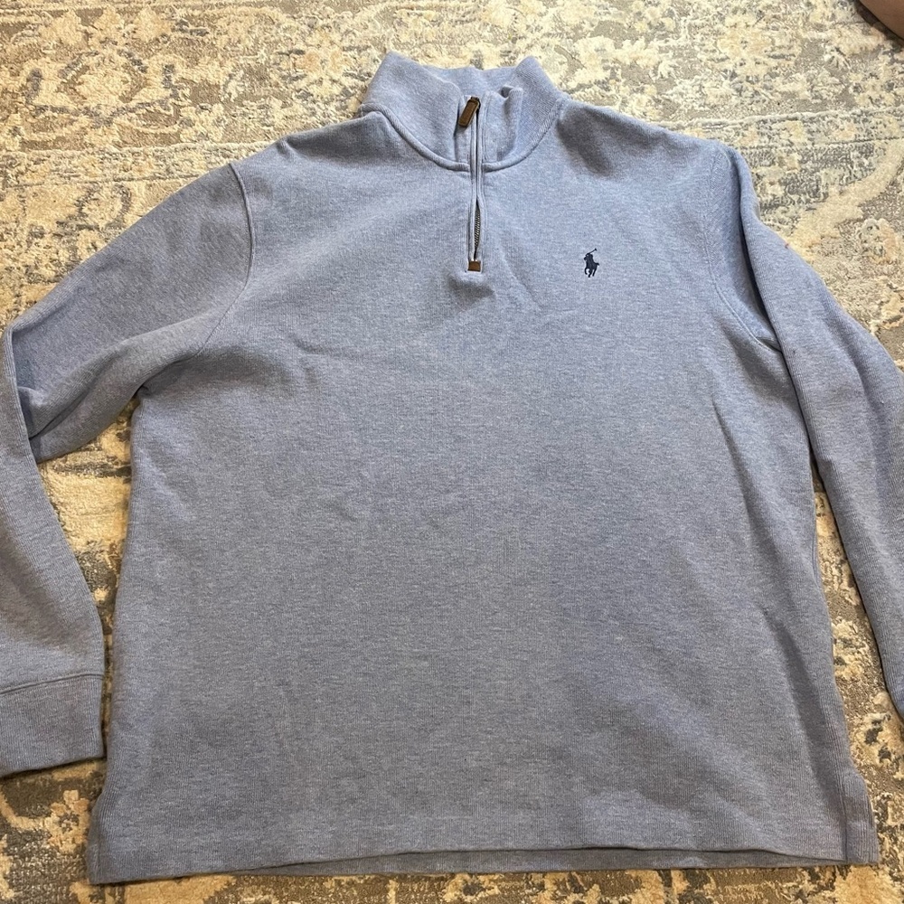 Polo by Ralph Lauren Light Blue Quarter-Zip Sweater